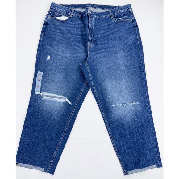 Old Navy Plus Women's Sky High Straight Jean Size 26 3X Med Blue Distressed - Picture 4 of 15